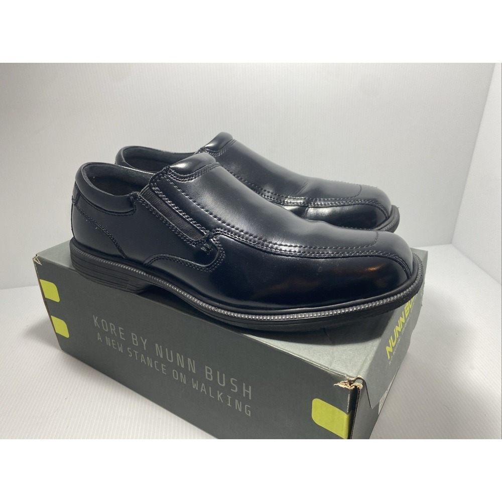 Mens Nunn Bush Shoes Bleeker Blk Leather US 9.5 Bicycle Toe Slip On 84357-001-17